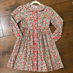 Rachel Riley - Girls Botanical Floral Ric Rac Trim Dress Red & Green - Size: 6Y